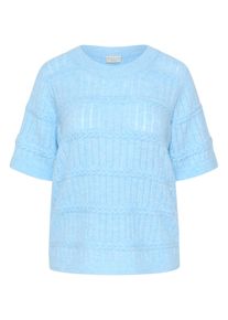 Strickpullover Kaffe CURVE "Damen Strickpullover KCminia", Damen, Gr. S, powder blau melange, Obermaterial: 78% Polyester PES. 13% Polyacryl PAN. 6% Wolle mw. 3% Elasthan EL., Pullover Strickpullover