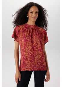 Kurzarmbluse Aniston SELECTED, Damen, Gr. 38, rot (bordeaux, cognac, ocker, alsrosa), Cr&ecirc;pe, Obermaterial: 95% Polyester, 5% Elasthan, bedruckt, gemustert, weit h&uuml;ftbedeckend, Blusen Kurzarmbluse, in extra weiter Form - NEUE KOLLEKTION