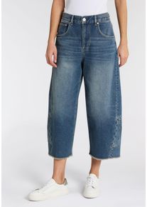 7/8-Jeans Herrlicher "Edwina Denim", Damen, Gr. 32, N-Gr, blau (iconic), Denim/Jeans, Obermaterial: 99% Baumwolle, 1% Elasthan, weit 7/8-L&auml;nge, Jeans 7/8-Jeans, mit seitlich eingesetzten Details