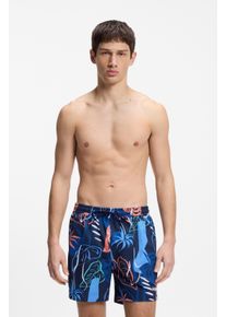 Badeshorts HUGO UNDERWEAR "CALALA", Herren, Gr. XXL (56), N-Gr, dunkelblau 401, Microfaser, Obermaterial: 100% Polyester, Badehosen Badeshorts, mit tropischen Muster