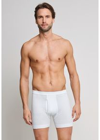 Boxershorts Schiesser "Essentials", Herren, Gr. 8, wei&szlig; (100, wei&szlig;), Doppelripp, Obermaterial: 100% Baumwolle, k&ouml;rpernah, Unterhosen Boxershorts, Softbund, Doppelripp-Qualit&auml;t, Baumwolle, mit Eingriff