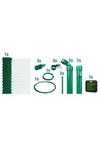 Maschendrahtzaun Alberts, gr&uuml;n (gr&uuml;n, zum einbetonieren), H:150cm, Stahl, Zaunelemente, Maschendrahtzaun, verschiedene Abmessungen, mit oder ohne Bodenh&uuml;lse