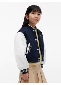Bomberjacke Tommy Hilfiger, M&auml;dchen, Gr. 8 (128), schwarz night navy, Web, Obermaterial: 65% Baumwolle, 35% Nylon. Futter: 100% Polyester. F&uuml;llung: 50% Polyester, 50% Polyester (REPREVE), unifarben, regular fit normal, Rundhals, B&uuml;ndchen, Jacken Bomberjacke, Glitzer-Logo, Kinder bis 16 Jahre, Baumwoll-Mix