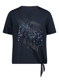 Rundhalsshirt BETTY BARCLAY "Basic Shirt mit Schleifenknoten", Damen, Gr. 44, dunkelblau, Obermaterial: 50% Baumwolle CO. 50% Modal CMD., Shirts Rundhalsshirt