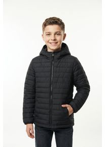 Steppjacke Columbia "Powder Lite II Hooded Jacket", Jungen, Gr. L (152/158), schwarz, Web, Obermaterial: 100% Polyester. Futter: 100% Polyester. Wattierung: 100% Polyester, normal, hoch geschlossener Ausschnitt, eingesetzt elastischer Bund, Jacken Steppjacke, mit hochschlie&szlig;endem Kragen, wasserabweisend, windabweisend