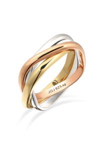 Silberring Elli "Ring Wickelring Tri-Color 925 Sterling Silber vergoldet" Gr. 58, bunt (dreifarbig), Fingerringe, Damen, 58, Silber 925 (Sterlingsilber), Silberring