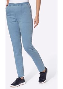 Bequeme Jeans, Damen, Gr. 56, Normalgr&ouml;&szlig;en, blau (blau, bleached), 81% Baumwolle, 17% Polyester, 2% Elasthan, unifarben, lang, Jeans Bequeme Jeans