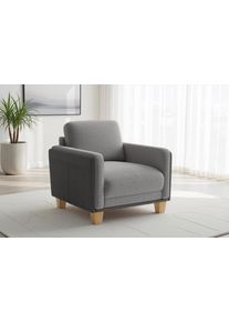 Sit & More Sessel SIT & MORE "Concept", grau, B:89cm H:84cm T:90cm, 100% Polyester, Sessel, Sessel, mit R&uuml;ckenkissen