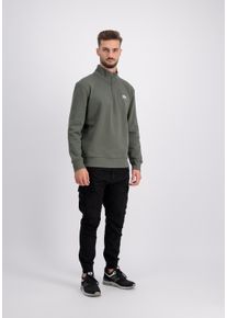 Sweater Alpha Industries "Half Zip Sweatshirt SL", Herren, Gr. S, gr&uuml;n (schwarz olive), Obermaterial: 80% Baumwolle, 20% Polyester, regular fit, Sweatshirts Sweater