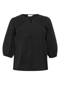 Langarmbluse Kaffe CURVE "Langarm-Bluse KClilje", Damen, Gr. 50, schwarz (schwarz deep), Obermaterial: 80% Polyester PES. 20% Baumwolle CO., Blusen Langarmbluse