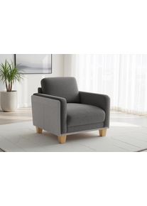 Sit & More Sessel SIT & MORE "Concept", grau (anthrazit), B:89cm H:84cm T:90cm, 100% Polyester, Sessel, Sessel, mit R&uuml;ckenkissen