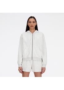 Sweatjacke New Balance "Sport Essentials French Terry Full Zip", Damen, Gr. M, grau (ash heather), Obermaterial: 60% Baumwolle, 40% Polyester, Sweatjacken Sweatjacke, mit durchgehendem Rei&szlig;verschluss, aus Baumwolle und Polyester