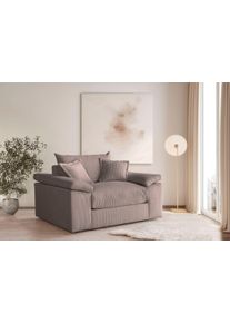 XXL-Sessel OTTO HOME "Soft&Cosy, B: 151 cm - OTTO. Verl&auml;ssliche Qualit&auml;t.", grau (taupe), B:151cm H:93cm T:123cm, 100% Polyester, Sessel, XXL-Sessel, Mega-Sessel, Cord oder Chenille-Struktur,mit 2 Zierkissen