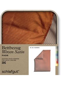 Bettbezug Schlafgut "Premium Bettbezug Woven Fade Satin (1 St)", rot (grau light, rot mid), B:155cm L:220cm, Mako-Satin, Obermaterial: 100% Baumwolle, Bettbez&uuml;ge, Bettbezug, Ton-in-Ton Rei&szlig;verschluss, Fadendichte von 300tc, Streifen, OEKO Tex