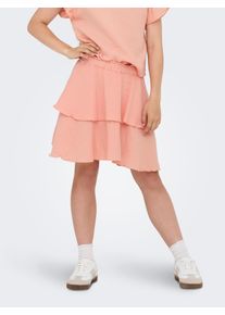 Sommerrock KIDS Only "KOGTHYRA LIFE LAYERED SKIRT WVN", M&auml;dchen, Gr. 158, rot (salmon), Web, Obermaterial: 100% Baumwolle, unifarben, regular fit kurz, R&ouml;cke Sommerrock