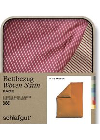 Bettbezug Schlafgut "Premium Bettbezug Woven Fade Satin (1 St)", bunt (gelb deep, rot mid), L:200cm, Mako-Satin, Obermaterial: 100% Baumwolle, Bettbez&uuml;ge, Bettbezug, Ton-in-Ton Rei&szlig;verschluss, Fadendichte von 300tc, Streifen, OEKO Tex