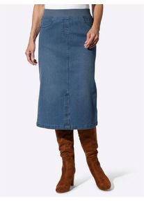 Jeansrock Classic Basics, Damen, Gr. 56, blau (blau, bleached), 81% Baumwolle, 17% Polyester, 2% Elasthan, unifarben, knielang, R&ouml;cke Jeansrock