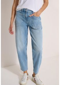 Loose-fit-Jeans Cecil "Style Scarlett", Damen, Gr. 34, L&auml;nge 28, blau (light blau used wash), Denim/Jeans, Obermaterial: 85% Baumwolle, 13% Polyester, 2% Elasthan, bequem kn&ouml;chelfrei, Jeans Loose-fit-Jeans, lockerer Sitz, elastischer Baumwollmix, Topseller