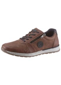 Schn&uuml;rschuh Rieker, Herren, Gr. 42, braun (braun, navy), Lederimitat, used, Schuhe Schn&uuml;rschuh, mit seitlichem Rei&szlig;verschlu&szlig;, Freizeitschuh, Halbschuh, Schn&uuml;rschuh