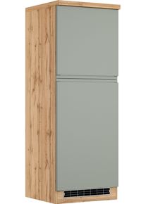 K&uuml;hlumbauschrank KOCHSTATION "KS-Virginia,neu in verbesserter Ausf&uuml;hrung", matt salbei, wotaneiche, B:60cm H:166cm T:60cm, MDF, Schr&auml;nke, K&uuml;hlumbauschrank, Breite 60 cm, H&ouml;he 165 cm, Nische f&uuml;r K&uuml;hlschrank: B/H/T 56/88/55 cm