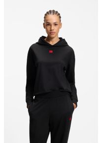 Hoodie HUGO UNDERWEAR "Signature", Damen, Gr. S, schwarz (schwarz 001), Sweatware, Obermaterial: 48% Baumwolle, 48% Modal, 4% Elasthan, normal normal, B&uuml;ndchen, Sweatshirts Hoodie, basic, normale Passform