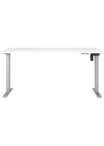Schreibtisch Germania "Boras", wei&szlig;, silber, silber, wei&szlig;, B:180cm H:120cm T:80cm, Tische, Schreibtisch, Breite 120/140/160/180 cm, Metallgestell, elektrisch h&ouml;henverstellbar