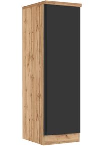 Vorratsschrank KOCHSTATION "KS-Virginia,neu in verbesserter Ausf&uuml;hrung", schwarz (matt schwarz, wotaneiche), B:50cm H:166cm T:60cm, MDF, Schr&auml;nke, Vorratsschrank, Ma&szlig;e (B/H/T): ca. 50/166/60 cm, T&uuml;ranschlag frei w&auml;hlbar