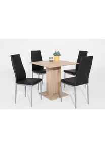 4-Fu&szlig;stuhl Hela "SIMONE", schwarz (schwarz, alufarben, schwarz), B:42cm H:98cm T:44cm, 97% Polyurethan;3% Baumwolle, St&uuml;hle, 4-Fu&szlig;stuhl, Fest gepolstert