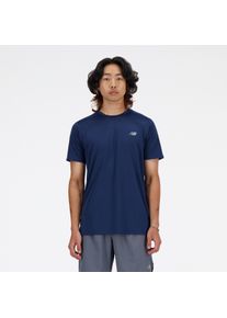Laufshirt New Balance "Sport Essentials T-Shirt Mens TOP-36319", Herren, Gr. M, blau (nb navy), Web, Obermaterial: 100% Polyester, regular fit normal, Rundhals, eng normaler Saum, Shirts Laufshirt, Kurzarm-Design, mit Rundhalsausschnitt, atmungsaktiv, aus Polyester