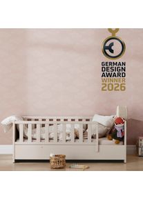 Babybett Paidi "LITTLE SNU 70x140cm in Beige oder Wei&szlig;, umbaubares Bodenbett", cashmere, beige, B:75cm H:51cm L:145cm, Holz teilmassiv, Babybetten, Babybett, Kinderbett mit Rausfallschutz aus Massivholz, langlebiges Gitterbett