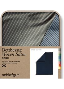 Bettbezug Schlafgut "Premium Bettbezug Woven Fade Satin (1 St)", blau (blau deep, off, schwarz), B:155cm L:220cm, Mako-Satin, Obermaterial: 100% Baumwolle, Bettbez&uuml;ge, Bettbezug, Ton-in-Ton Rei&szlig;verschluss, Fadendichte von 300tc, Streifen, OEKO Tex