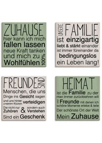 Leinwandbild OTTO HOME "Zuhause, Familie, Freunde, Heimat", farbe bild(er): schwarz, B:30cm H:30cm T:0,8cm, Canvas, Bilder, Leinwandbild, 4tlg. Set