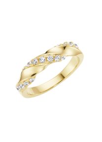 Silberring "Ring mit wei&szlig;en Zirkonia, vergoldet, Silber 925" Gr. 56, gold, Giorgio Martello MILANO, Fingerringe, Damen, 56, Silber 925 (Sterlingsilber), Silberring