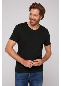 V-Shirt CAMP DAVID, Herren, Gr. M, schwarz, Single Jersey, Obermaterial: 100% Baumwolle, unifarben, gerade h&uuml;ftbedeckend, V-Ausschnitt, Shirts V-Shirt, 2er Pack Shirts mit Baumwolle mit V-Ausschnitt