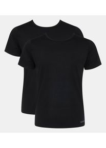 Unterhemd Sloggi "Men GO ABC 2.0", Herren, Gr. L, N-Gr, schwarz, Single Jersey, Obermaterial: 95% Baumwolle, 5% Elasthan, unifarben, figurbetont, Rundhals, Unterhemden Unterhemd, mit Rundhals-Ausschnitt, Slim Fit, weich, Baumwollmischung