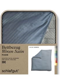 Bettbezug Schlafgut "Premium Bettbezug Woven Fade Satin (1 St)", blau (grau light, blau mid), B:200cm L:200cm, Mako-Satin, Obermaterial: 100% Baumwolle, Bettbez&uuml;ge, Bettbezug, Ton-in-Ton Rei&szlig;verschluss, Fadendichte von 300tc, Streifen, OEKO Tex