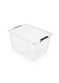 Homezone , Schwarz, Transparent , Kunststoff , 1 F&auml;cher , 76x57x43.5 cm , Deckel, Rollen, rollbar ,