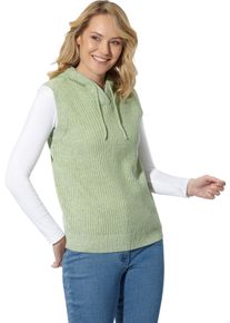 Dames Slip-over met capuchon eucalyptus/champagne gem&ecirc;leerd Maat 38