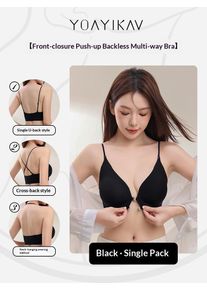 KUCLUT Women's Front Button Cross Hanging Neck Beautiful Back Invisible Seamless Bra Gathering Without Steel Ring Underwear