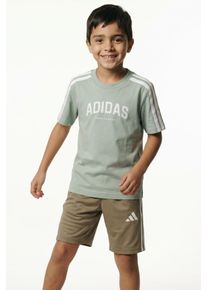 Trainingsanzug adidas Sportswear "ADIDAS COLLEGIATE KIDS SET", Jungen, Gr. 140, wonder sage, Obermaterial: 100% Baumwolle. Obermaterial Hose: 100% Polyester, Sportanz&uuml;ge Trainingsanzug
