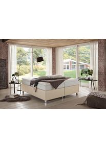 Boxspringbett "London in den Breiten 160x200, 180x200cm & 200x200cm", beige (vanille), B:180cm L:200cm, Westfalia Schlafkomfort, Komplettbetten, Boxspringbett