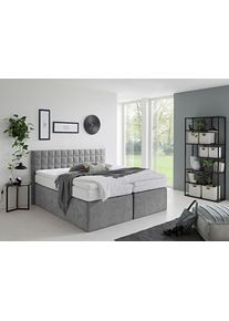 Boxspringbett "Dublin, wahlweise mit Topper in verschiedenen H&auml;rtegraden erh&auml;ltlich", grau, B:175cm L:210cm, Westfalia Schlafkomfort, Komplettbetten, Boxspringbett, mit sch&ouml;ner Kopfteilversteppung