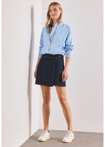 Jeansrock Street One, Damen, Gr. 46, rinse blau washed, Web, Obermaterial: 83% Baumwolle, 15% Polyester, 2% Elasthan, unifarben, k&ouml;rpernah ca. Mitte Oberschenkel, R&ouml;cke Jeansrock, Sommer Denim Rock in Wickeloptik
