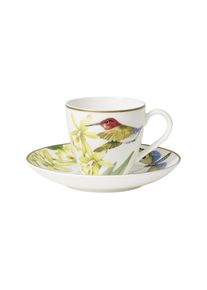 Villeroy & Boch Tasse VILLEROY & BOCH "Mokka- / Espressotasse mit Untertasse Amazonia Anmut 100 ml bunt", bunt, Porzellan, Trinkgef&auml;&szlig;e, Tasse