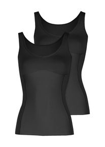 Shapinghemd Nina von C. "2er Pack Shape Shirt Cotton Shape", Damen, Gr. 46, N-Gr, schwarz, Obermaterial: 82% Baumwolle CO. 18% Elasthan EL., Unterhemden Shapinghemd