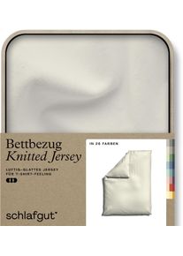 Bettbezug Schlafgut "Premium Bettbezug Knitted Jersey (1 St)", gelb (gelb light), B:155cm L:220cm, Jersey, Obermaterial: 95% Baumwolle, 5% Elasthan, Bettbez&uuml;ge, Bettbezug, Ton-in-Ton Rei&szlig;verschluss, Bio-Baumwolle mit Elasthan, Uni, OEKO Tex