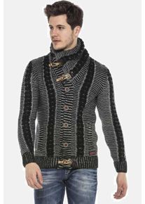 Cipo & Baxx Cardigan CIPO & BAXX "Cipo & Baxx Strickjacke", Herren, Gr. S, schwarz, grau, Obermaterial: 100% Polyacryl PAN., regular fit, Rundhals, Strickjacken Cardigan, mit Knopfleiste, CP215