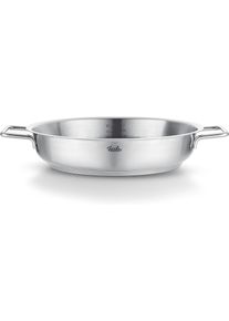 Servierpfanne Fissler "Fissler Pure Collection Servierpfanne", silber (silberfarben), H:6,5cm L:38cm &Oslash;:28cm, Pfannen, Servierpfanne, Backofengeeignet bis 230C, Sch&uuml;ttrand, Made in Germany
