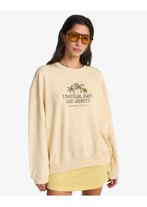 Sweatshirt Billabong "ALL THE DAYS KENDALL", Damen, Gr. S (36), wei&szlig; cap, Sweatware, Obermaterial: 80% Baumwolle, 20% Polyester, bedruckt, unifarben, oversize h&uuml;ftbedeckend, Rundhals, Rippb&uuml;ndchen, Sweatshirts Sweatshirt, mit Drucken vorn und hinten, in Oversize-Passform