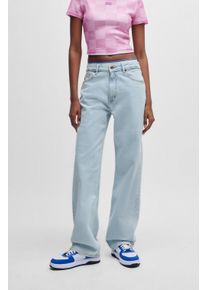 Straight-Jeans Hugo "Elyah", Damen, Gr. 27, L&auml;nge 32, turquoise, aqua 449, Denim/Jeans, Obermaterial: 99% Baumwolle, 1% Elasthan, unifarben, straight fit lang, Jeans Straight-Jeans, Mid Rise, extralang
